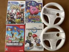Wiiゲーム4本セット + ハンドル2個