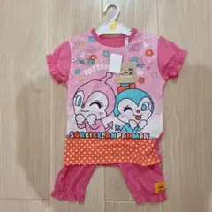 【未使用】アンパンマン　ドキンちゃん・コキンちゃん半袖パジャマ上下100cm