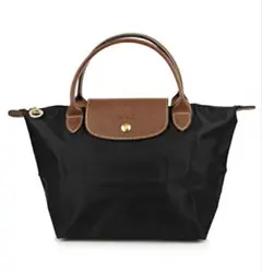 Longchamp ブラックナイロン プリアージュ ショッピング Mショルダー