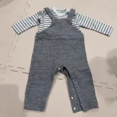 ユニクロ80cm グレー オーバーオール風ロンパース