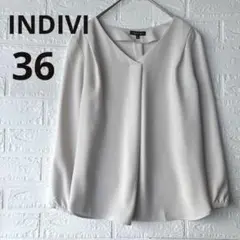 【美品】INDIVI インディヴィ Vネック タックブラウス プルオーバー