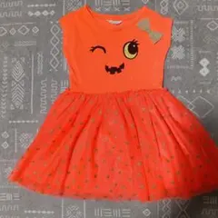 女の子　オレンジワンピース＆カーディガンセット110〜120