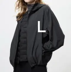 新品タグ付　ポケッタブルUVカットパーカ　ＬユニクロUNIQLOブラック黒未着用