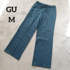 【ジーユー】プルオンパンツ (M) ブルーグリーン 薄手素材 カジュアル 楽ちん