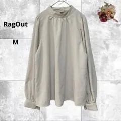 RagOut バンドカラーパール付き袖ブラウス　上品　セレモニー　おしゃれ　M