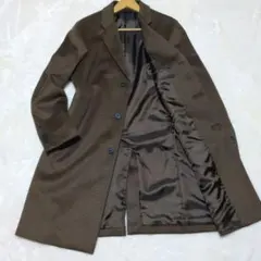 【美品】ユニクロ カシミヤ混 チェスターコート　グレンチェック メンズ M