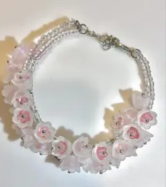 ウィッシュコア 森ガール Y2K ビーズ ブレスレット 花 ピンク チャーム