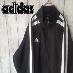 adidas ジャージ ブラック 白 太ライン L 刺繍ロゴ 切替 ラグランのサムネイル
