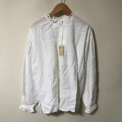 新品　スタジオクリップ　ホワイト 長袖シャツ M　ブラウス　E374のサムネイル