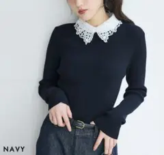 新品未使用　BASEMENT online 2TYPE襟付きリブニット