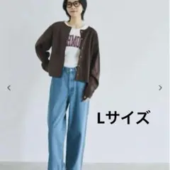 コカ coc 金ボタンニットカーディガン ダークブラウン Lサイズ