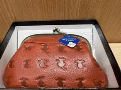 猫型押しオレンジがま口財布