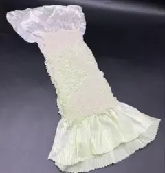 高級　正絹　帯揚げ　絞り　暈し　白　黄緑系　C10