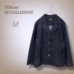ビスコース デニム テーラードジャケット コットン混 日本製 ライトアウター M