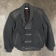 80's wool leather knit jacket ODERMARK