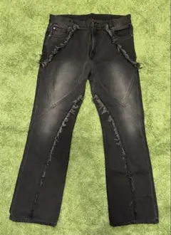 POLO RALPH LAUREN レザーフリンジデニムパンツ ラルフローレン - メルカリ