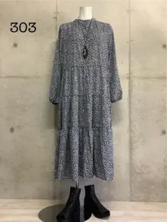 303 新品 小花柄 サラッと素材 ワンピース