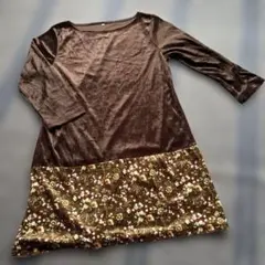 花柄　ベルベット生地　チュニック