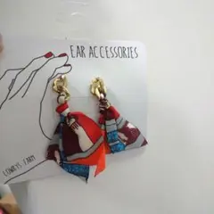 ローリーズファーム LOWRYS FARM ゴールド スカーフ ピアス 赤 新品