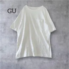 【ジーユー】オーバーサイズＴシャツ 白 ゆるだぼ サイドスリット 胸ポケット M