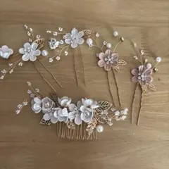 ウェディング ヘッドドレス 花飾り セット