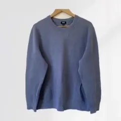 UNIQLO メンズ　ウォッシャブルミラノリブクルーネックセーター　ブルー