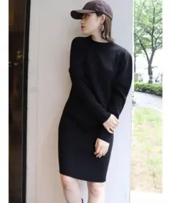 【美品】ムルーア（F）バルーンスリーブミニニットワンピース