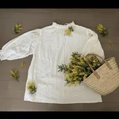 美品　niko and ニコアンド 2way レースシャツ FREE ゆったり