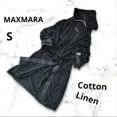MaxMara フーデッド　シアーカーディガン S 黒　コットンリネンのサムネイル