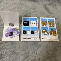 サンエックス　証明写真風ステッカー　リラックマ モノクロブー　アクキー
