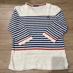 Burberry バーバリーストライプ 七分袖カットソー ホワイト/ブルー