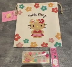 新品 日焼けキティ 巾着 アクセサリーケース