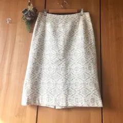 ☘️上品【イネド】総柄 刺繍 タイトスカート オフィス フォーマル 大人綺麗