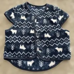 クマ柄 ネイビー ベビーベスト 70-80cm