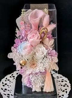仏花　プリザーブドフラワーアレンジ　クリアケース入り　お供え花　ことね菊　１基