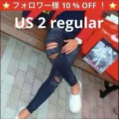 アメリカンイーグル ダメージブラックジェギング スキニーデニム US2 大人気⭐️