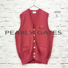 【美品】PEARLY GATES コットン ニット ベスト ロゴ刺繍 日本製