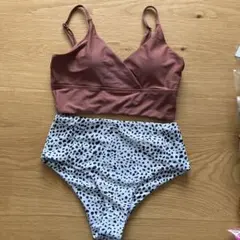 新品　ブラウン・ホワイトドット セパレート水着 S