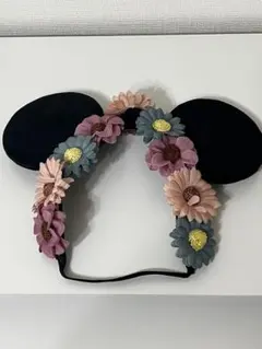 花飾り付きミッキー耳カチューシャ