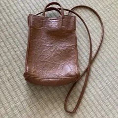 ブラウンレザー風ショルダーバッグ