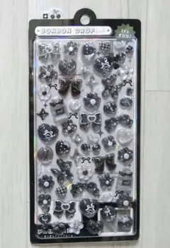 【新品】ボンボンドロップシール　ぶらっくボンボン　モノトーン　リボン　クーリア