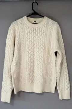 Uniqlo アイボリー ケーブルニット セーター　M