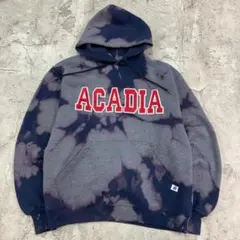 ラッセルアスレチック　カレッジ　ブリーチ加工　長袖　パーカー　古着　ネイビー　S