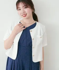 natural couture 【canami】金釦ツイードジャケット風TOPSのサムネイル