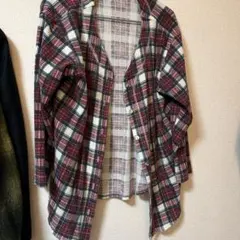 チェックカーディガン 赤白