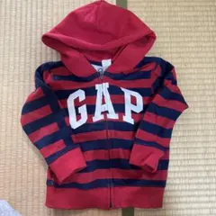 GAP 赤と紺のストライプ パーカー 100cm