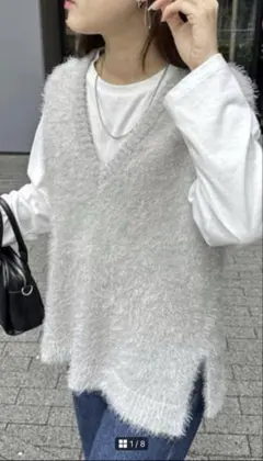 DISCOAT ラメフェザーヤーンベスト　グレー