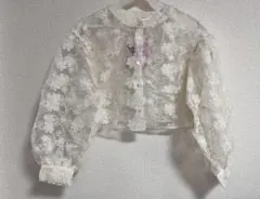 しまむら　花柄シアーボレロ　ホワイトのサムネイル