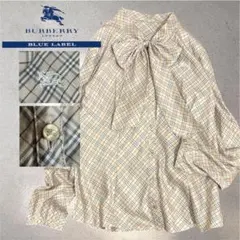 バーバリーブルーレーベル ボウタイブラウス ノバチェック リボン 38