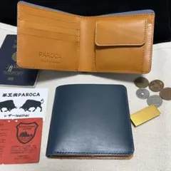 こ*め様 ラスト　ネイビー　栃木レザー　フルレザー　ミニ財布 本革牛革　コンパク